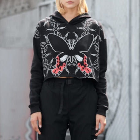Papilio Maraho-Bio Cropped Hoodie - Black