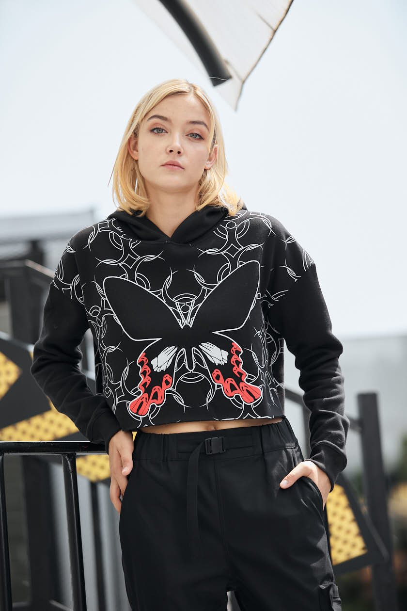 Papilio Maraho-Bio Cropped Hoodie - Black