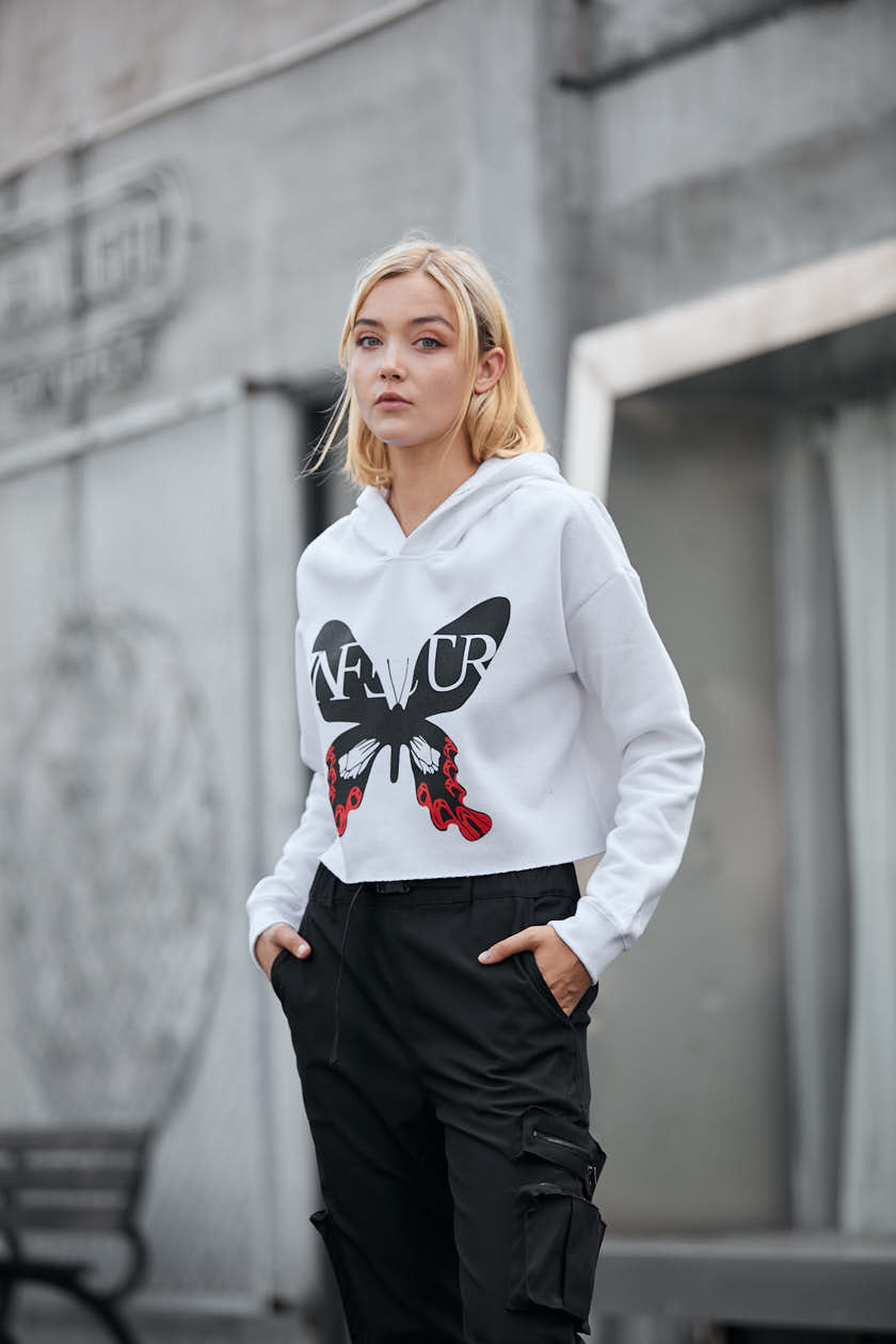 Papilio Maraho Cropped Hoodie - White