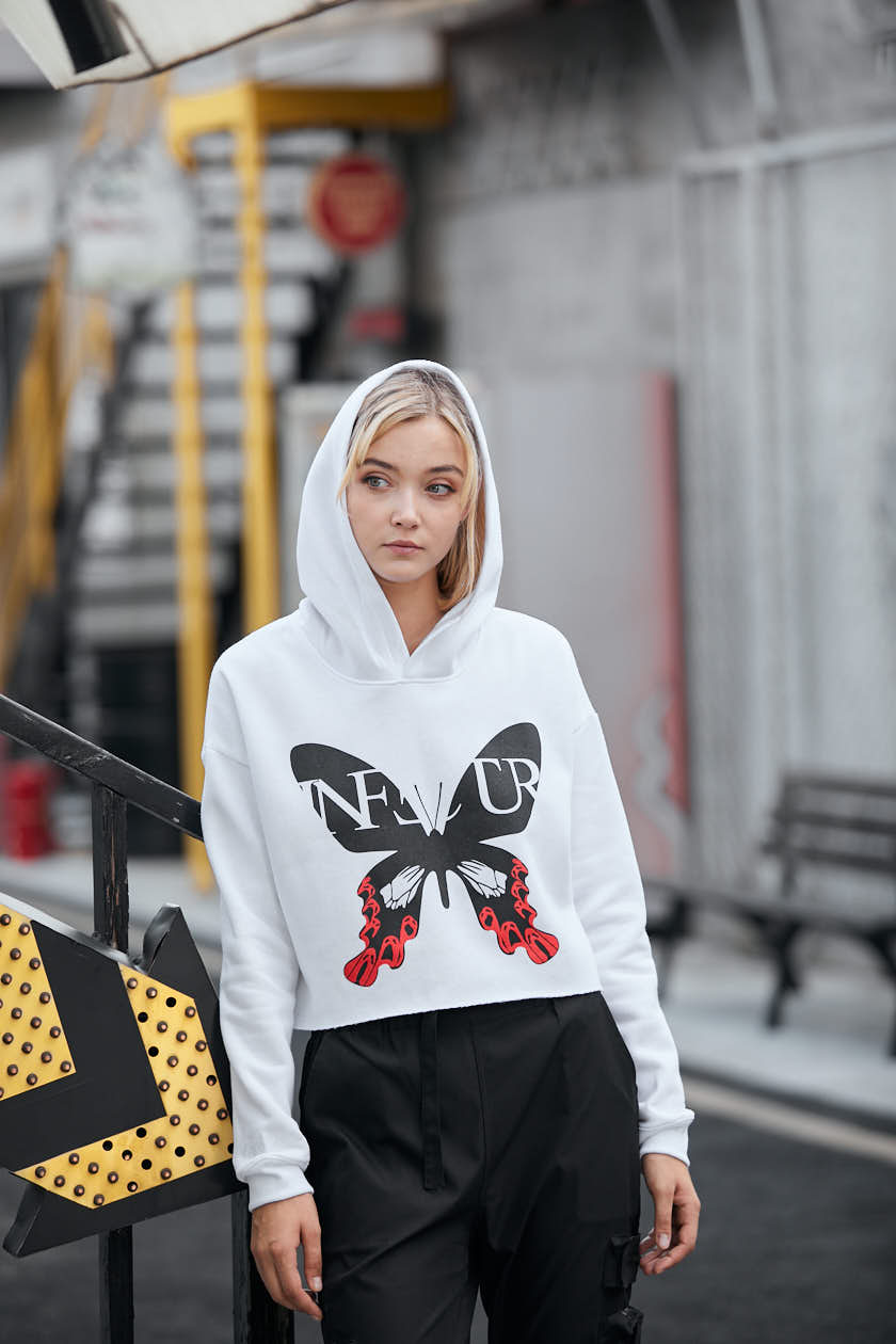 Papilio Maraho Cropped Hoodie - White