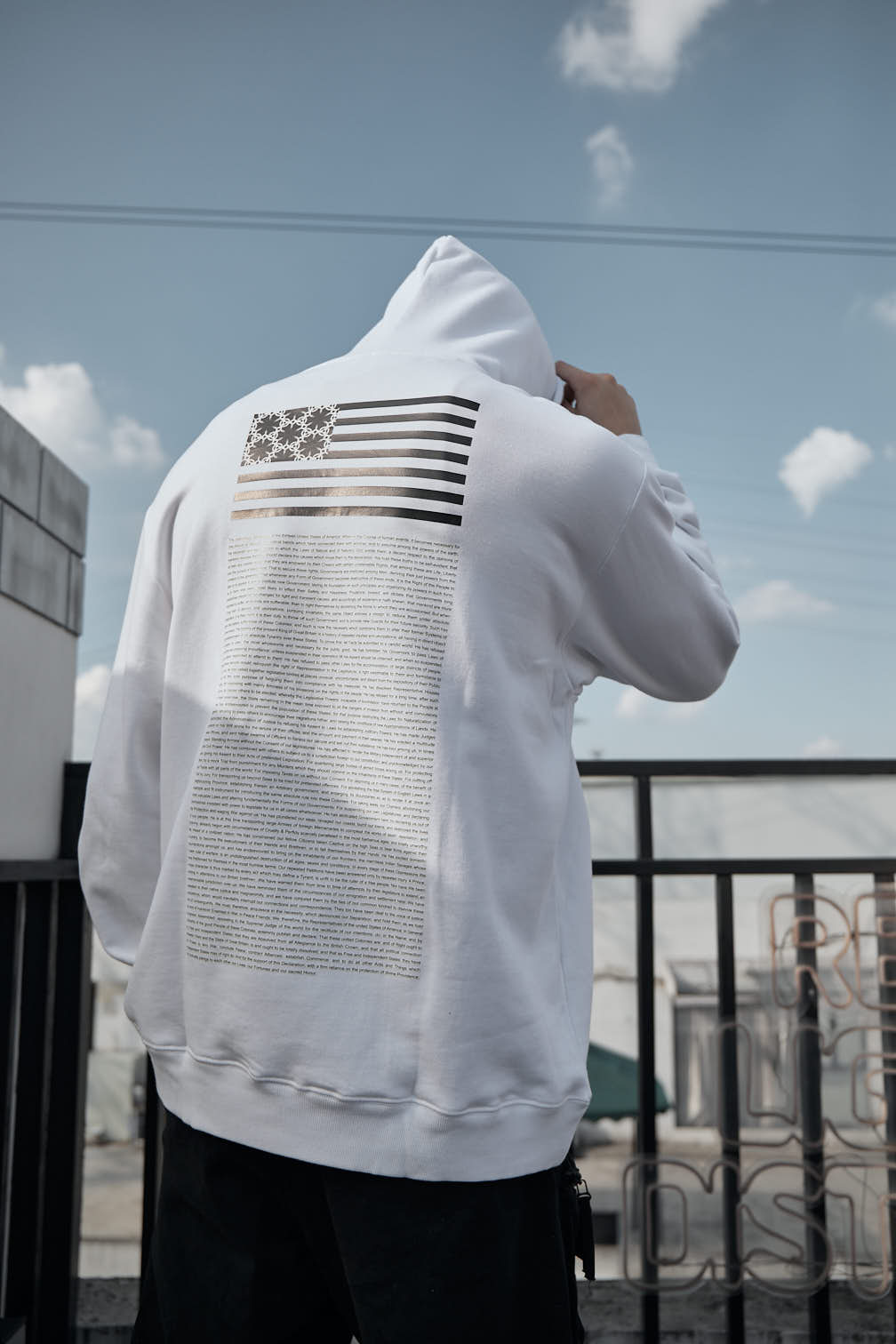 US Flag 02 Hoodie - White