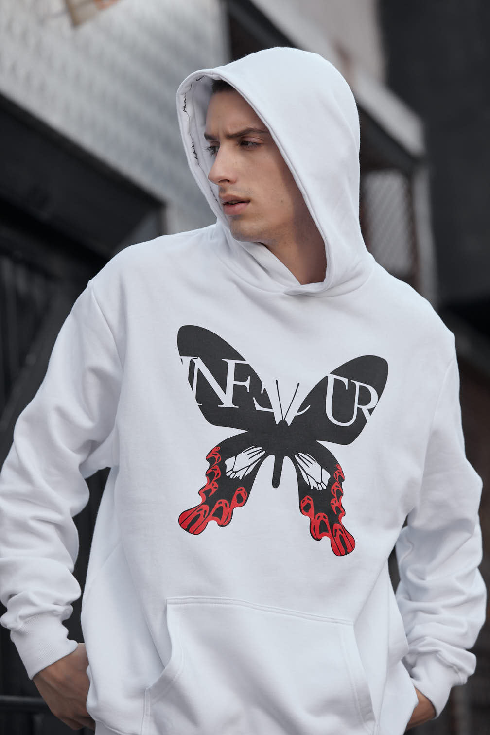 White cheap butterfly hoodie